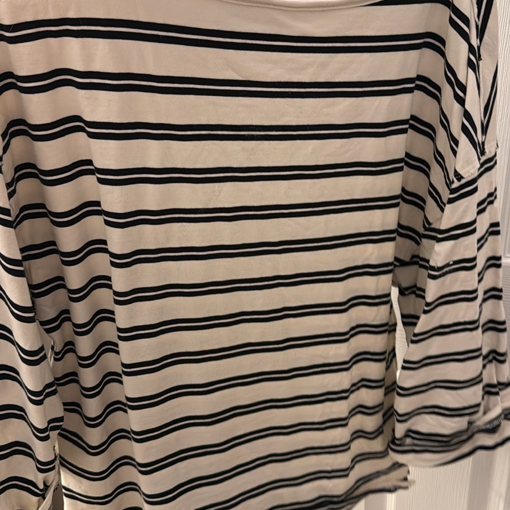 Free People Black and White Striped Blouse